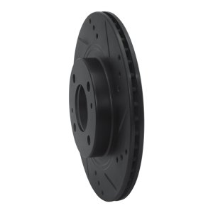 Mitsubishi I-MIEV Brake Rotor (1) - Front Right - R1 Concepts - Drilled & Slotted - Black - `12-`17